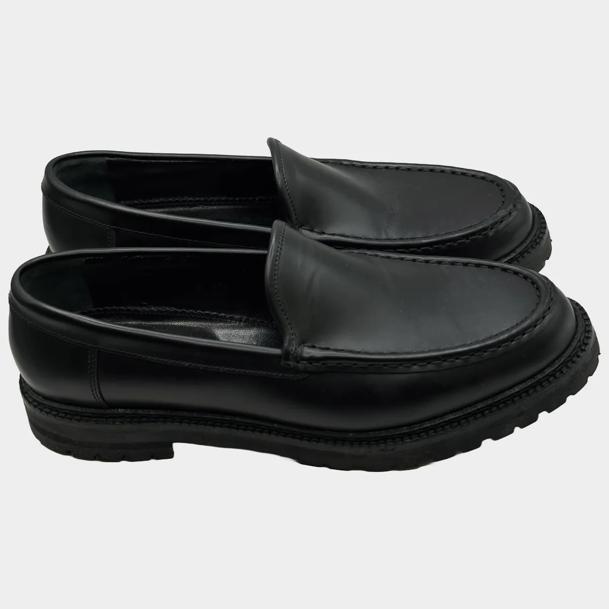 Manolo Blahnik women's black leather loafers